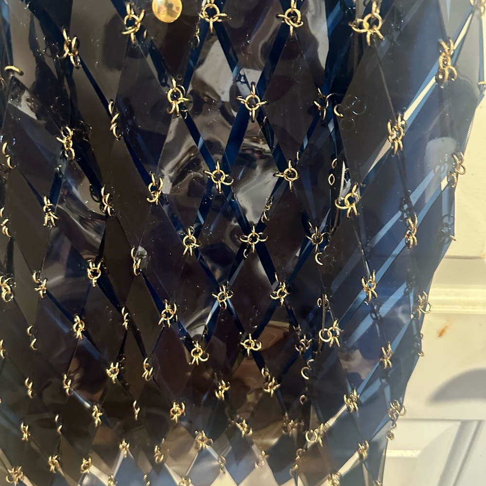 Paco Rabanne Navy and Gold Mini Dress